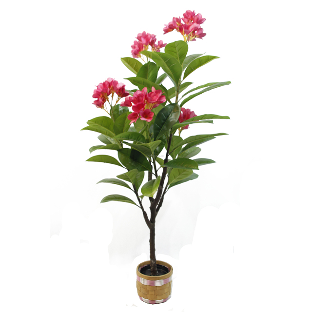 China Supplier High Quality 160CM Decorative Fake Bonsai Plants Potted Tree Artificial Plumeria Rubra Frangipani Flower Tree