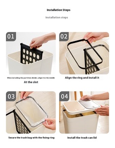 Poubelle en plastique carrée IMODE à séparation sèche/humide, 2 compartiments, 10 L, avec couvercle rabattable, logo personnalisé, poubelle en plastique pour la maison - Product Image 4