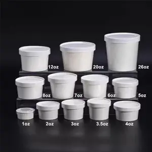 कस्टम लोगो मुद्रित सफेद पर्यावरण के अनुकूल पुनर्चक्रण योग्य जमे हुए दही पैकेजिंग बाउल कंटेनर आइसक्रीम पेपर कप