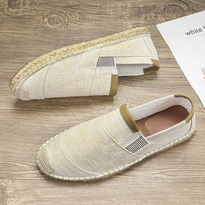 Alpargatas de lino informales sin cordones para hombre de moda de verano al por mayor <span class=keywords><strong>sandalias</strong></span> de <span class=keywords><strong>pescador</strong></span> de lona ligeras y transpirables planas primavera invierno - Product Image 4