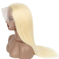 Perruque Full Lace wig Blonde 100% naturelle pour femmes, 613, cheveux humains, bon marché, 40 pouces