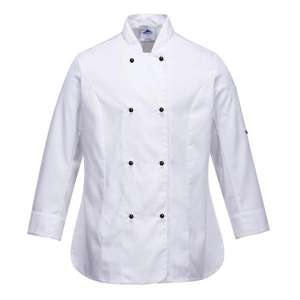 PORTWEST-Chaqueta blanca de chefs para mujer C837WHRS Rachel-EAN 5036108276479 CHEFS AND FOOD INDUSTRY WORKWEAR - Product Image 1