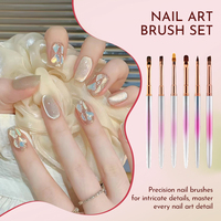Ensemble de pinceaux professionnels de luxe pour nail art, logo personnalisé, dégradé rose, nylon, manche métallique ovale, pour salon de manucure, peinture au gel