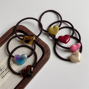 Bonbons couleur acétate rose <span class=keywords><strong>rouge</strong></span> en forme de coeur <span class=keywords><strong>cheveux</strong></span> cravates haute élastique en caoutchouc bande de <span class=keywords><strong>cheveux</strong></span> pour femmes filles - Product Image 1