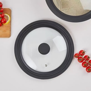 Casseroles et poêles en verre borosilicate épais multi-tailles avec <span class=keywords><strong>couvercle</strong></span> <span class=keywords><strong>universel</strong></span> en silicone et <span class=keywords><strong>couvercle</strong></span> en verre trempé - Product Image 3