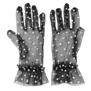 Summer Women's Polka Dot Mesh Gloves Half-Finger Black White Dots Bridal <b>Wedding</b> <b>Accessories</b> Sun Protection Cycling Gloves - Product Image 1