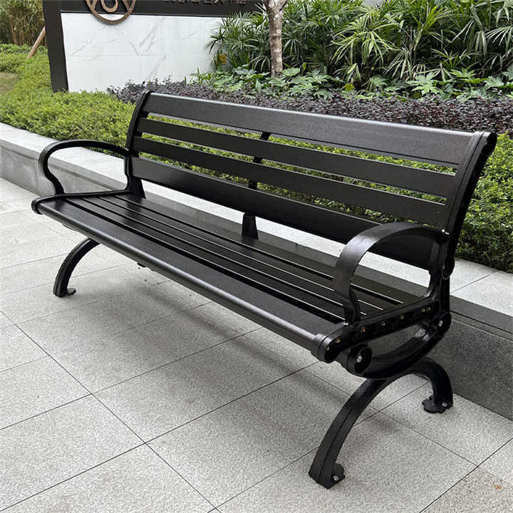 outdoor furniture black wood plastic composite bench seat outside park