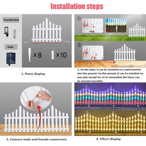 Lumières de Clôture Solaire à Led pour l'Extérieur, Décorations de Vacances, 8 Modes, Bordure de Clôture Blanche, Décoration de Patio de Paysage - Product Image 6