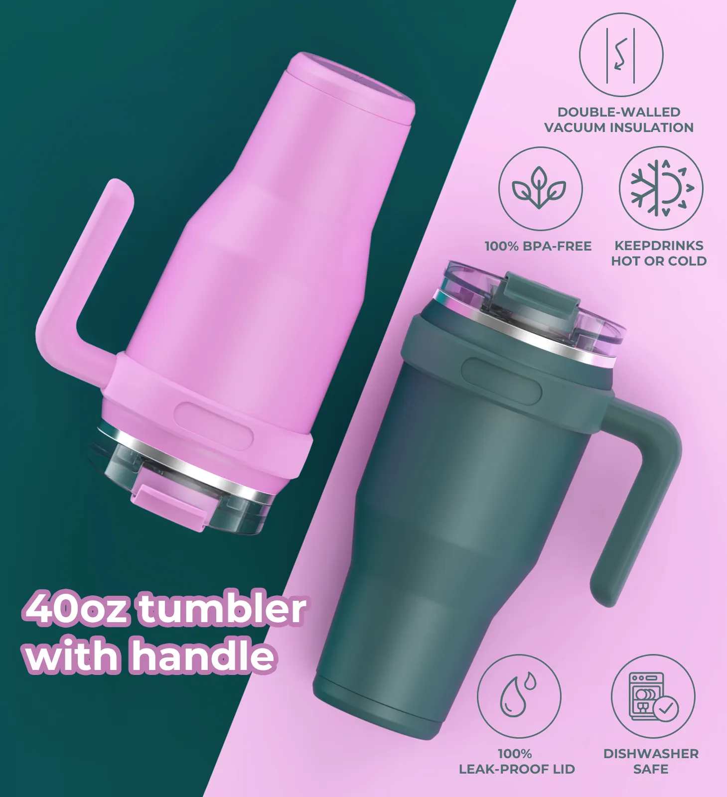 Vente chaude Multi Couleur Tasse Tasse 306 En Acier Inoxydable 40 Oz Oem Odm Gobelet En Acier Inoxydable avec Paille et Couvercle