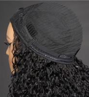 Perruque bouclée mi-tête avec cordon de serrage, 100 % cheveux humains indiens bruts, sans colle, ajustable et respirante, style pixie bouclé