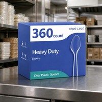 Cucharas de Plástico Transparente Resistentes, Desechables, Aptas para Alimentos, Resistentes al Calor, Libres de BPA, con Logotipo Personalizado, Paquete de 360 Unidades