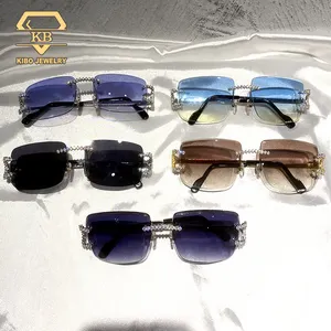Новые поступления 2024 KIBO Coutom, маленькие бескаркасные золотые дизайнерские очки без оправы, прямоугольные солнцезащитные очки с алмазной огранкой для мужчин, роскошные