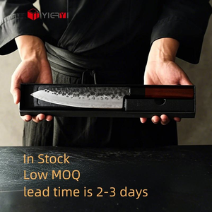 طقم سكاكين الشيف الدمشقية الاحترافية للمطبخ لنزع العظم بشعار مخصص، سكين جزار ياباني مطروق يدويًا بمقبض من خشب الورد المعدني - Product Image 5