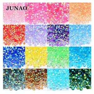 JUNAO i più venduti 2mm-6mm trasparente Siam AB diamante Strass Non Hotfix resina gelatina Strass per artigianato fai da te