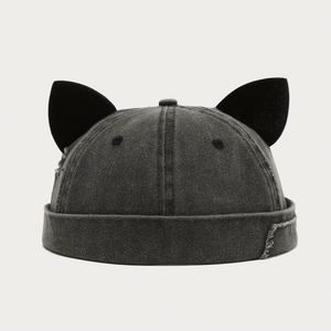 Casquette de baseball vintage pour femme, style hip-hop, avec oreilles de renard, en tissu délavé et surpiqué, modèle Docker mignon - Product Image 4