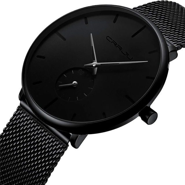 Crrju 2150 Mens Top Brand Luxury Quartz Golden Watch Reloj Men Casual Slim Mesh Steel Waterproof Sport Relogio Masculino Watches
