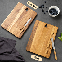 Acacia houten serveerplank voor buiten, voor steak, kaas, brood, pizza, fruit, babyvoeding, houten snijplank set met fruitmes