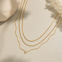Collier multi-couches en acier inoxydable 316L plaqué or PVD 18 carats pour femmes, collier délicat avec pendentif en pierre CZ, bijoux de mode pour tous les jours