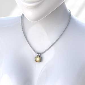 1CT Asscher Fancy Yellow Lab Grown Moissanite 18K Gold Plated IGI Certified Minimalist Pendant Women Bunny Ear Bale Party - Product Image 3
