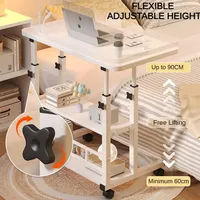 Bureau mobile portable réglable en hauteur, table d'étude avec étagère de rangement, table de chevet, table de travail et de repas multifonctionnelle en option