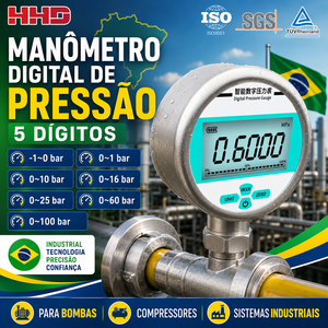Manomètre numérique avec calibrateur LCD 100 bar 15000 psi pour eau, gaz, air, huile (haut et bas débit) - Product Image 1