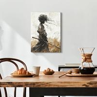 Impression sur toile encadrée « Afro Samurai Vintage Ronin Warrior » – Art mural décoratif pour la maison, le dortoir, le salon et les espaces résidentiels