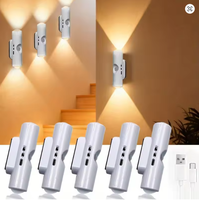 Lampe murale à détecteur de mouvement LED, rechargeable par USB, veilleuse de chevet pour chambre à coucher, couloir, escalier et bureau, éclairage d'ambiance