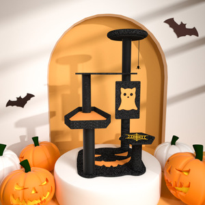 Cartone animato Halloween nero rosso <span class=keywords><strong>arancio</strong></span> E1 pannello di protezione ambientale in velluto di cotone <span class=keywords><strong>casa</strong></span> torre <span class=keywords><strong>dell</strong></span>'albero del gatto di Halloween - Product Image 4