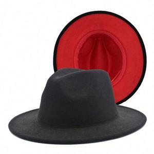 Chapeaux Fedora Unisexe à Large Bord de 7,5 cm en Feutre Bicolore Élégant Personnalisé Polyester/Coton, 53 Couleurs, pour Fête, Pêche, Vente en Gros - Product Image 3