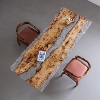 Ensemble de Table à manger en noyer bleu océan convertible carré haut clair rivière dalle de résine époxy pour bureau à domicile Restaurant cuisine solide