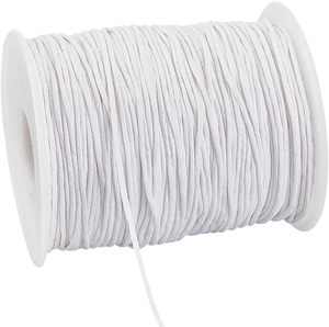 Cordon en <span class=keywords><strong>macramé</strong></span> ciré blanc de 1 mm, 100 yards, bobine de fil pour la fabrication de bijoux, bracelets, colliers, artisanat DIY, chaussures, textile de maison - Product Image 1