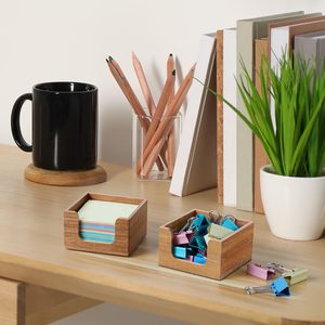 Support de notes autocollantes en bois de 3 pouces, distributeur de notes post-it, organisateur de blocs-notes adhésifs pour fournitures de bureau - Product Image 3