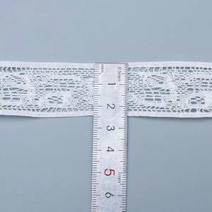 Cinta de encaje de malla de algodón blanco puro al por mayor, ribete de encaje floral de ganchillo para prendas de vestir - Product Image 3