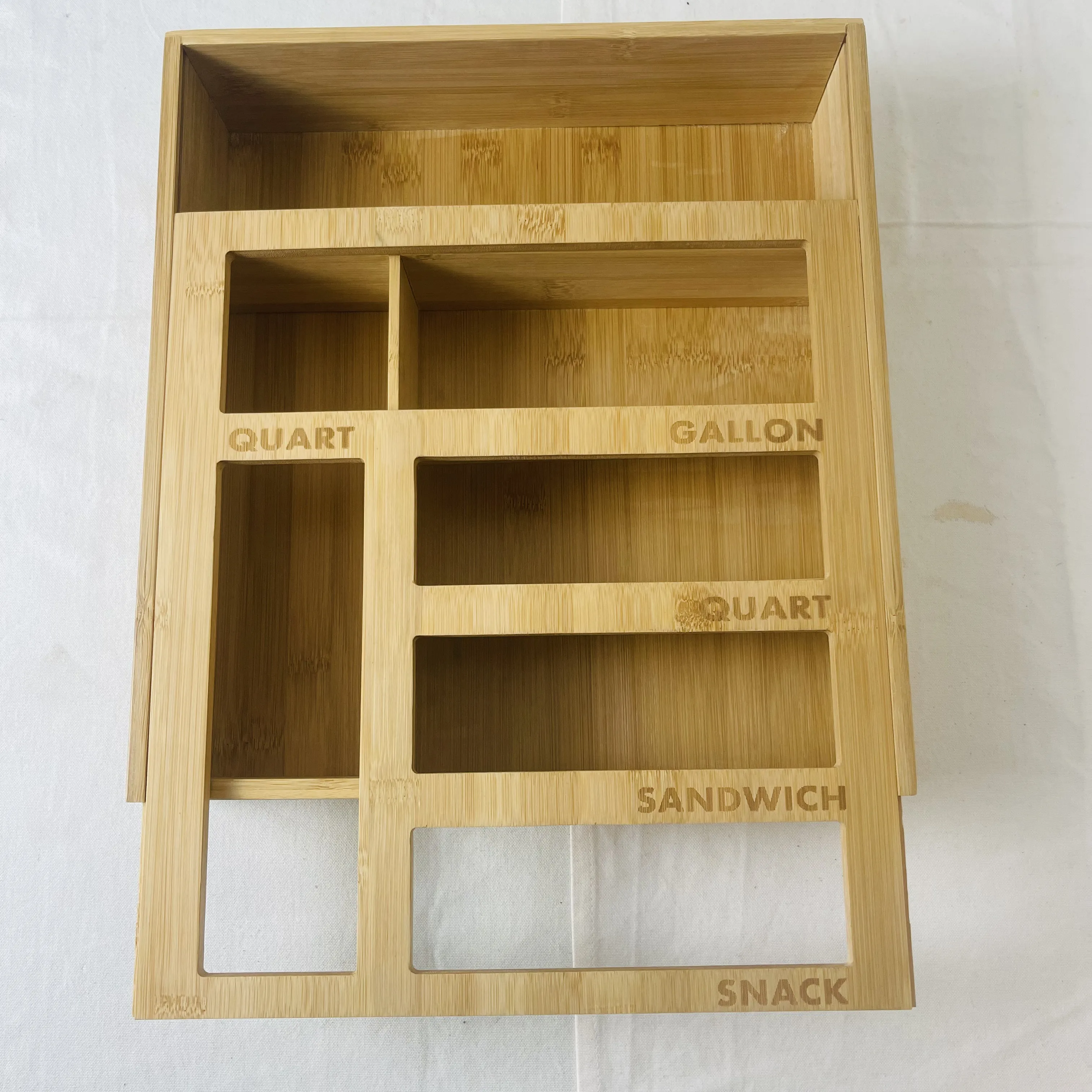 Ziplock Bag Storage Organizer für Küchen schublade, Bambus Baggie Holder