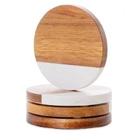 Sous-verre en bois d'acacia marbré avec logo personnalisé, sous-verre en bois d'acacia pour table basse, table à manger, bureau