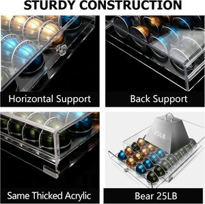 رف تخزين كبسولات القهوة الأكريليكية مع 32 رفًا لكل منها يحمل كبسولة واحدة - Product Image 2