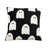 Halloween mort citrouille boucle tufté brodé housse de coussin hypoallergénique fantôme impression maison vacances décoratif jeter oreiller