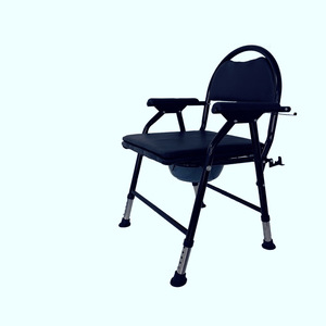Folding Commode Chair Adjustable Backrest Hospital Chair For Elderly With <b>Foam</b> <b>Padding</b> Foldable Design - Product Image 2