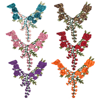 Collier/Accessoire de vêtement en dentelle brodée hydrosoluble à motif floral de style ethnique pour robes ethniques féminines