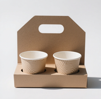 Porte-gobelet en papier à double paroi écologique personnalisé pour l'emballage de boissons à emporter café thé lait avec poignée de base