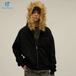 BENTURA Kapüşonlu Üreticisi Sürdürülebilir Ceket Düz Kalın Ağır Pamuklu Özel Nakış Logolu Fermuarlı Kürklü Kapüşonlular - Product Image 6