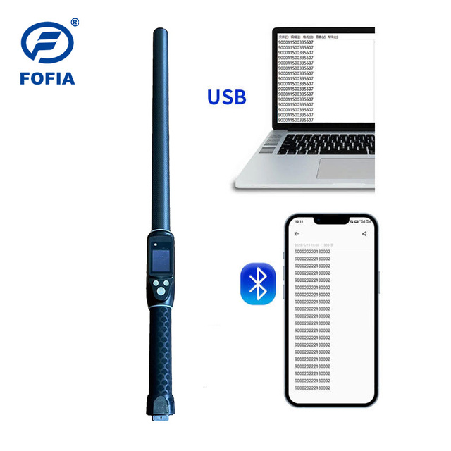 134.2Khz FDX-B Animal Ear Tag & Microchip Reader OLED Screen for 30-100cm Range for Fish Cattle Sheep Livestock Tracking