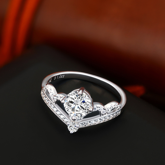 Fine Jewelry Rings 925 Sterling Silver Cubic Zirconia Moissanite Wedding Engagement Ring for Women