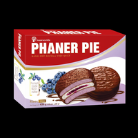 OEM/ODM Biscuits sucrés pour enfants PHANER PIE saveur myrtille, doux, enrobés de chocolat, fourrés à la guimauve, vente en gros en vrac, boîte