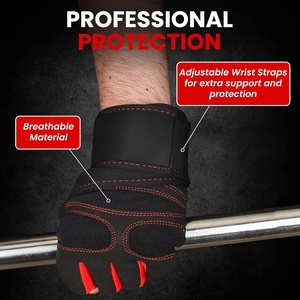 Wholesale Men's Suede Half-Finger <b>Magnetic</b> Closure Fitness Gloves Breathable Ventilated Design Weight Lifting <b>Exercise</b> Cycling - Product Image 2