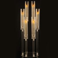 9 Tête Grand Candélabre Acrylique Bâton Pilier Bougeoir Pour Événement Fête De Mariage Centres De Table Décorations