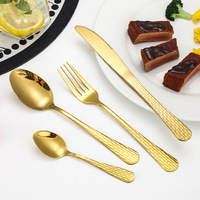 Ensemble de couverts de style artisanal pour mariage, en acier inoxydable miroir, robuste, résistant au lave-vaisselle, durable et portable pour la table à manger
