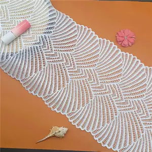 Fancy Knitting Lace Fabric Women French Elastic Lace Trim Popular Stretch Stripe Decoration Dresses Garments Customized