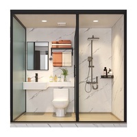 Salle de bain préfabriquée rectangulaire moderne personnalisable - Pod de bain modulaire écologique avec porte à charnières et équipements intelligents pour hôtels de luxe
