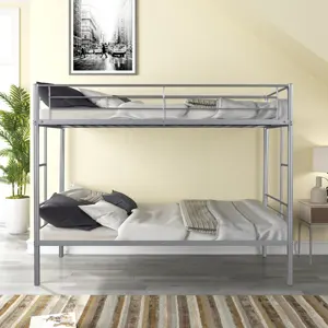 Free Shipping Sturdy Metal Twin Over Twin Bunk Bed For Children And Adult
